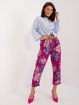 Dámske nohavice DHJ SP 1365.89 Fialové s kvetmi - FPrice one size fialová vzor