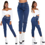 Sexy High Waist Jeans with Elastic Wais denimblue 34