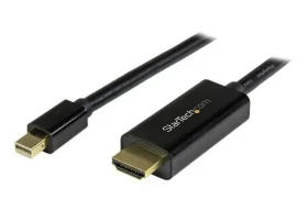 StarTech pasívny adaptér Mini DisplayPort M na HDMI M čierna / 1m / 4k a 2K / audio 7.1 (MDP2HDMM1MB)
