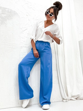 Elegantné svetlomodré dámske nohavice (8247) odstíny modré XL (42)