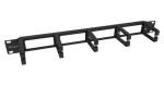 Equip 19" čierna / Vyväzovací panel / 1U / 5x plastová úchytka / Plast, oceľ (327315)