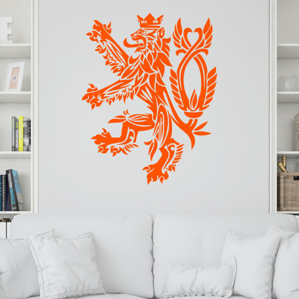 Veselá Stena Samolepka Český lev Farba: oranžová, Veľkosť: 80 x 62 cm