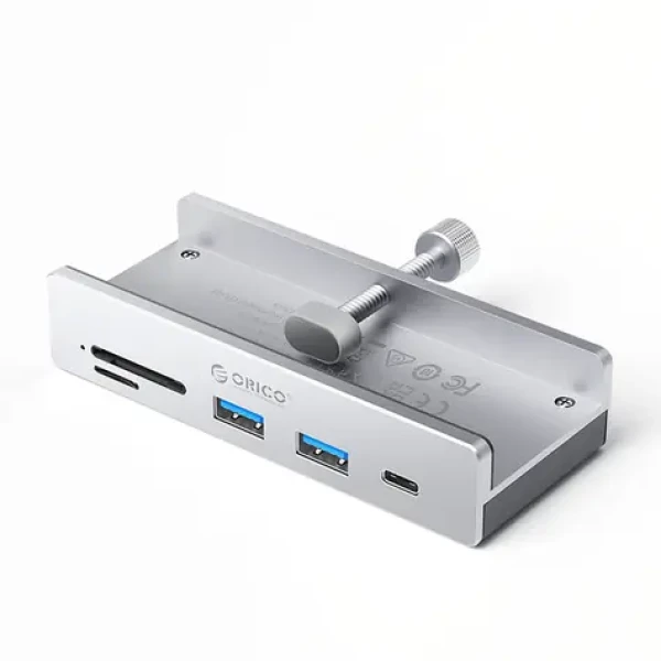 Orico MH5PC USB HUB s upínacím držiakom strieborná / 2x USB-A + 1x USB-C + SD/TF