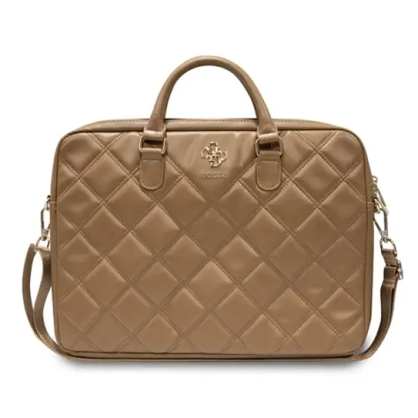 Guess PU Quilted 4G Metal Logo Computer Bag 15/16 hnedá (57983117871)