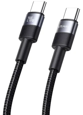 USAMS SJ727 čierna / Dátový kábel / USB-C - USB-C / PD 240W / 1,2m (SJ727USB01)