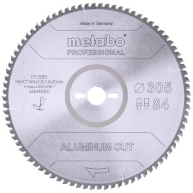 Metabo ALUMINIUM CUT PROFESSIONAL 628448000 pílový kotúč 305 x 30 x 2.2 mm Počet zubov (na palec): 84 1 ks; 628448000