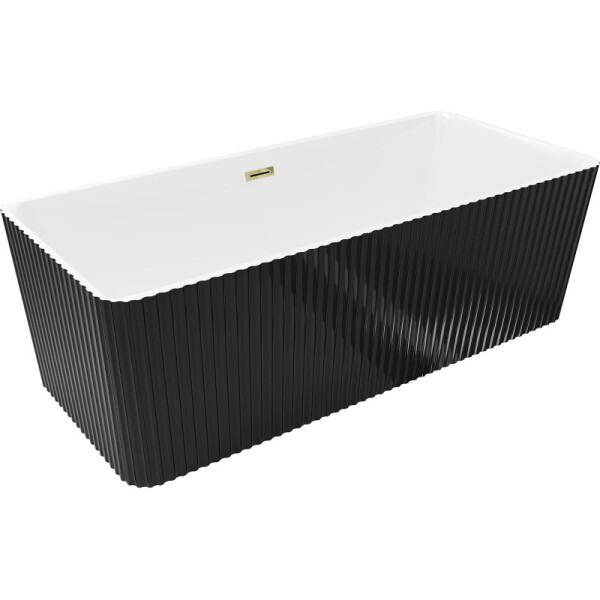 MEXEN/S - Nila voľne stojaca vaňa reliéf 170 x 75, biela/čierna, sifón a prepad zlatá 52841708075-50