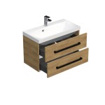 Kúpeľňová skrinka s čiernou úchytkou a umývadlom SAT Cube Way 80x53x40 cm dub Hickory mat CUBE2C80ZDH CUBE2C80ZDH