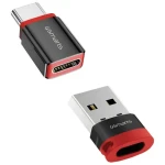 4smarts Data Blocker USB-C na USB-A a USB-C čierna / Adaptér / blokácia prenosu dát / 2 ks / max. 3 A (541615)