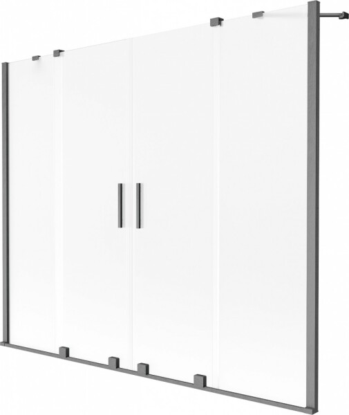 MEXEN/S - Velar Duo dvojkrídlová posuvná vaňová zástena 180 x 150, dekor, grafit kartáčovaná 896-180-000-32-66