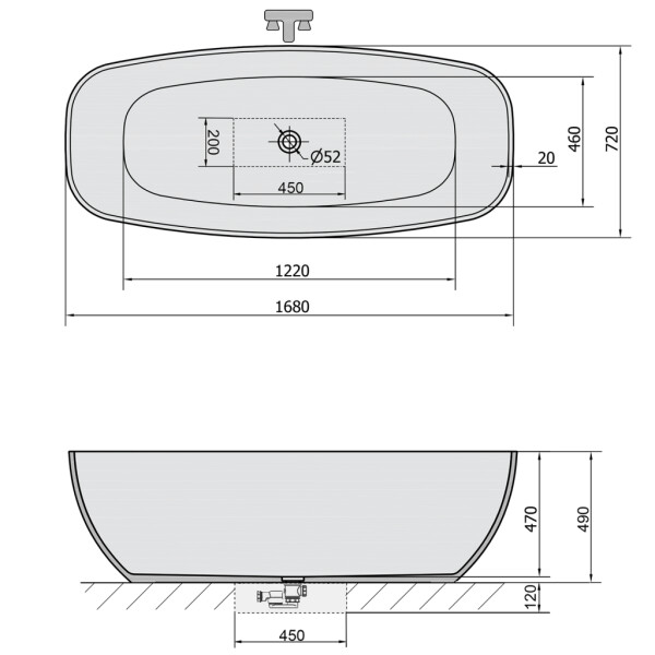 POLYSAN - IPANEMA voľne stojaca vaňa liaty mramor 168x72x49cm, biela 69911