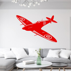 Veselá Stena Samolepka Stíhačka Supermarine Spitfire Farba: červená, Veľkosť: 80 x 52 cm