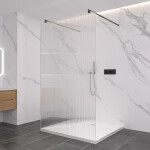 CERANO - Sprchová zástena Walk-in Onyx Duo Ľ/P - 8 mm - okrúhla vzpera - čierna matná, ryhované sklo - 150x200 CER-8050BD2246