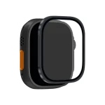 Puro Tempered Glass čierna / Tvrdené sklo / Apple Watch Ultra / Ultra 2 / Ultra 3M / titánový rámček