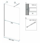 REA/S - Sprchová zástena AERO 100 - matná, čierna + polica a vešiak EVO KPL-K0596