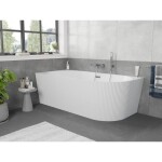 MEXEN/S - Silo voľne stojaca rohová vaňa ľavá reliéf 150 x 75, biela, sifón a prepad chróm 52891507500L-01