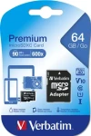 Verbatim Premium microSDXC 64GB + adaptér / Pamäťová karta / UHS-I (U1) / Class 10 / V10 / R: 90 MB/s / W: 10 MB/s (44084)