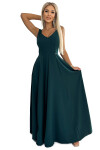 246-5 CINDY dlhé elegantné šaty s výstrihom - ZELENÉ XXL