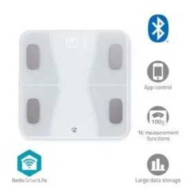 Nedis Chytrá osobná váha / Bluetooth / BMI / BMR / SmartLife / Android (BTHPS11WT)