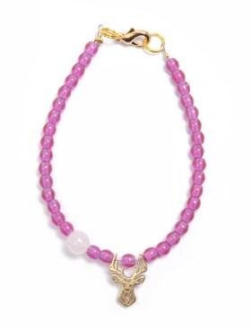 Deers Fialový korálkový mini náramok s ruženínom