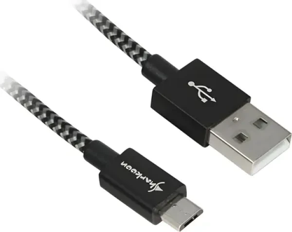 Sharkoon USB-A - Micro USB B čierna/sivá / USB kábel / 2.0 / Opletený / Hliníkové konektory / 1 m (4044951027002)
