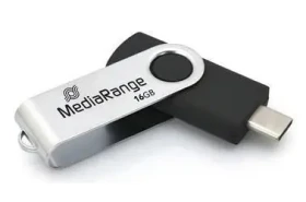 MediaRange 16GB čierna, strieborná / Flash disk / USB-C / USB 3.2 Gen 1 / Čítanie 50 MB/s / Zápis 15 MB/s (MR1951)