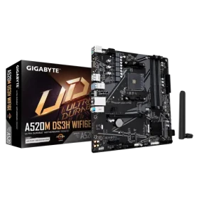 GIGABYTE A520M DS3H WF6E / Základná doska / AMD A520 / AM4 / 4X DDR4 / Wi-Fi 6E / Bluetooth 5.3 / mATX (A520M DS3H WF6E)