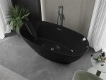 MEXEN/S - Eris voľne stojaca vaňa 170 x 80, čierna, sifón a prepad grafit kartáčovaná 53441708070-66