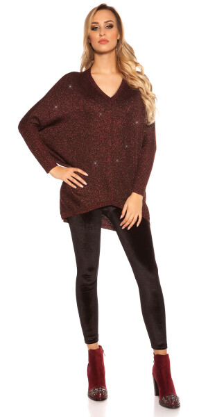 Trendy KouCla V-Cut Oversize Glitter jumper silver Einheitsgroesse