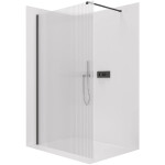 CERANO - Sprchová zástena Walk-in Onyx Cube Ľ/P - 8 mm - hranatá vzpera - čierna matná, ryhované sklo - 80x200 CER-8050BD578