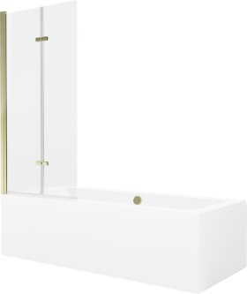 MEXEN/S - Cube obdĺžniková vaňa 170 x 80 cm s panelom + vaňová zástena 80, transparent, zlatá 550517080X9208025000