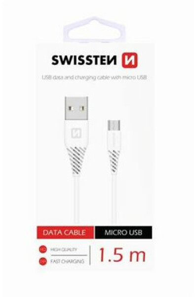 SWISSTEN dátový kábel USB - microUSB 1.5m biela (6.5mm) (71504300)