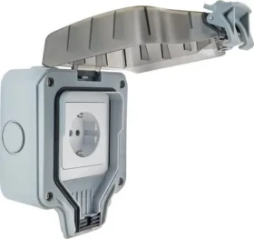 Schwaiger Vonkajšia zásuvka IP66 pod omietku / Zásuvka / 1x Schuko / 230V/16A / šedá (SOAD0100)
