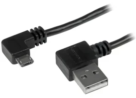 StarTech USB-A - Micro-USB B čierna / Nabíjací a dátový kábel / Uhlové konektory / 2 m / 480 Mbps (USB2AUB2RA2M)