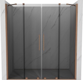 MEXEN/S - Velar Duo posuvné sprchové dvere 200, grafit, meď kartáčovaná 871-200-000-42-65