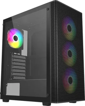 Fortron FSP M220 čierna / Skriňa ATX / priehľadná bočnica / 4X ARGB 120mm / bez zdroja / 1x USB 3.0 (POC0000313)