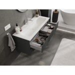 MEXEN/S - Rivel kúpeľňová skrinka 120 cm s umývadlom Vela, 2 zásuvky, reliéf, grafit mat/biela mat - 91A20-12047-2-BFF66-W23M 91A20-12047-2-BFF66-W23M01