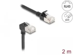 DeLock čierna / Sieťový kábel / Cat.6A S/FTP / Slim / RJ45 rovný - RJ45 uhlový 90 ° / 2 m (80306)