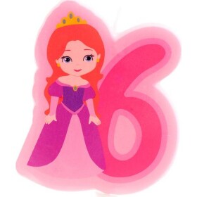 Sviečka na tortu číslica šesť princezná 7 cm - Dekora