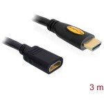 Delock HDMI predlžovací kábel Zástrčka HDMI-A, Zásuvka HDMI-A 3.00 m čierna 83081 4K UHD, pozlátené kontakty HDMI kábel; 83081