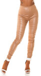 Sexy Koucla Highwaist Wetlook Pants ruched CAPPUCCINO XL