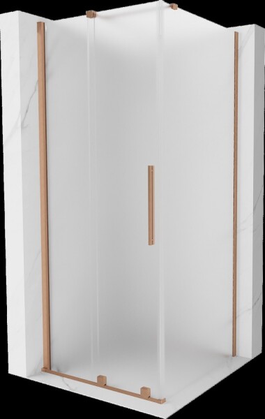 MEXEN/S - Velár sprchovací kút, posuvné dvere 100 x 100, dekor, meď kartáčovaná 871-100-100-31-65