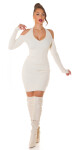 Sexy Neck-knit dress with Cut outs BEIGE Einheitsgroesse