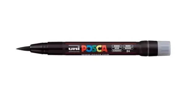 POSCA PCF-350 čierna / Akrylový popisovač / Štetcový hrot / Rýchloschnúci (181699)