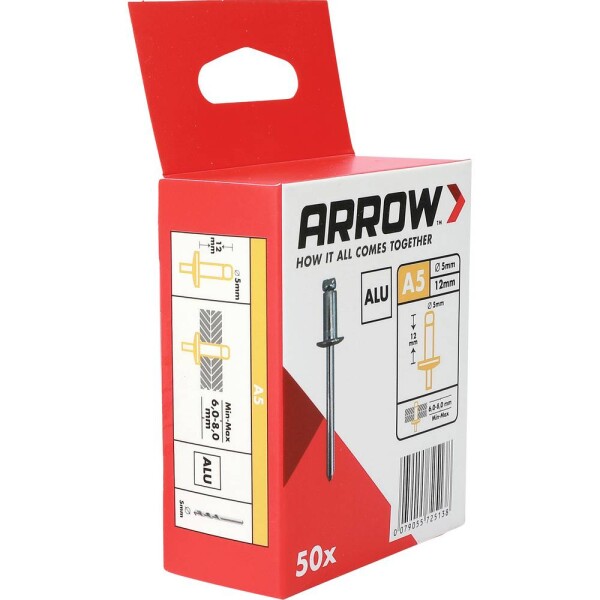 Arrow Tool Group 725138 slepý nit (Ø x d) 5 mm x 12 mm hliník RA 5 X 12 ALU 50ST 50 ks; 725138