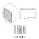 CERANO - Sprchové posuvné dvere Lantono L/P - 8 mm - Soft-Close - čierna matná, grafitové sklo - 140x195 CER-8050BD7239