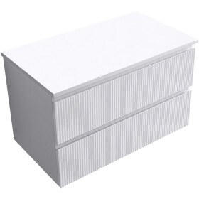 CERANO - Kúpeľňová skrinka Carole - biela matná ryhovaná + doska pod umývadlo z lit. mramoru Elanys - 12 mm - biela matná - 80x49,2x46 CER-718996