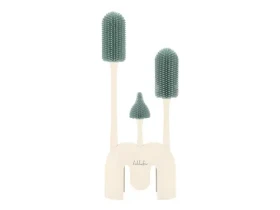 KikkaBoo Sada kief na fľaše 3 ks so stojanom Platinum Silicone Sage / od narodenia / silikón bez BPA (31302050049KB)