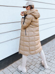 Dámska prešívaná zimná bunda s kapucňou MENSI tmavo béžová FashionStreet TY3970 XL