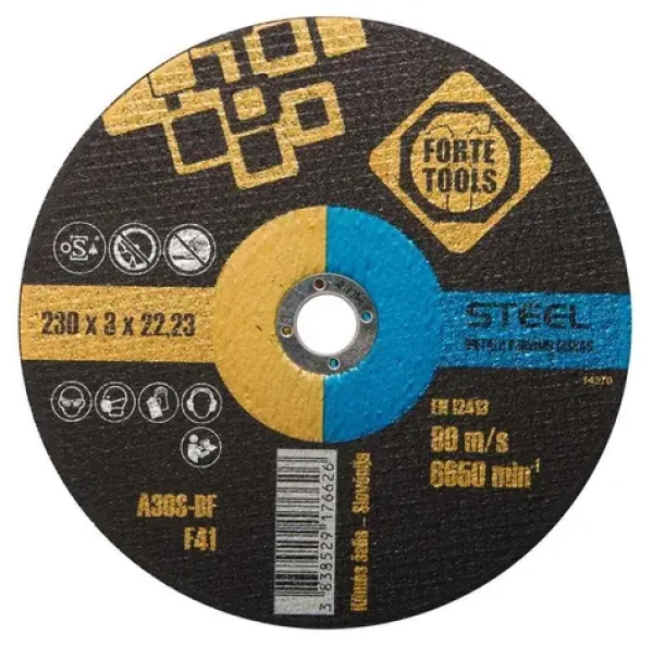 FORTE TOOLS Rezný kotúč na kov / 230 mm / Hrúbka 3 mm / Otvor 22,23 mm (374355)